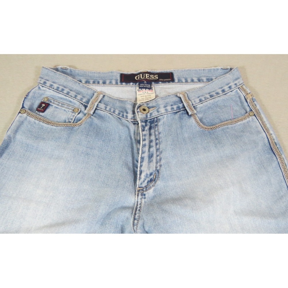 VTG Guess Jeans Mens 31 Light Wash Straight Leg Cotton Denim Classic USA Y2K 90s - Picture 2 of 12